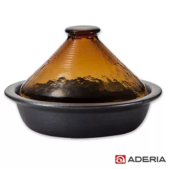 【ADERIA】日本進口大型透明玻璃萬古燒塔吉陶鍋(黃)
