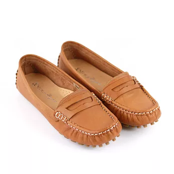 ◤Green Phoenix◥學院風牛皮樂福休閒鞋35棕色