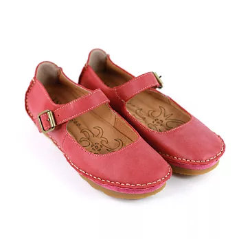 ◤Green Phoenix◥真皮手工縫製率性減壓休閒鞋36桃紅色