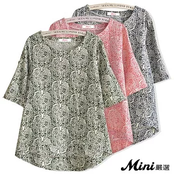 上衣 寬鬆棉麻可反摺五分袖上衣 三色-Mini嚴選-FREE(粉色)