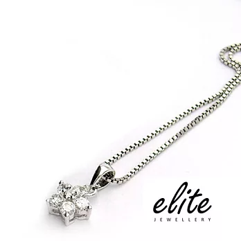 Elite伊麗珠寶 925純銀項鍊 - 花鑽