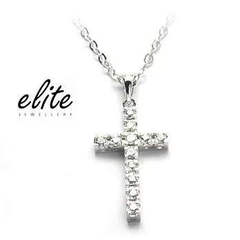 Elite伊麗珠寶 925純銀項鍊 - 經典鑽十字