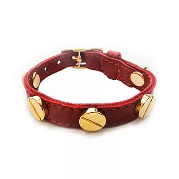 CC SKYE Single Wrap Screw Bracelet in Red 金色鉚釘 紅皮革手環 附原廠禮物盒