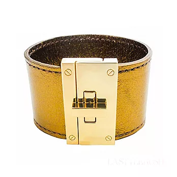 CC SKYE Resort Cuff 皮帶T扣造型 古銅金皮革 寬版手環 附原廠禮物盒
