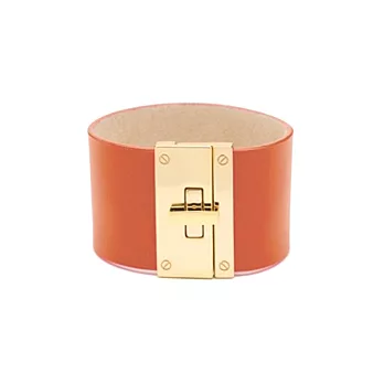 CC SKYE Resort Cuff 皮帶T扣造型 愛馬仕橘 寬版皮革手環 附原廠禮物盒