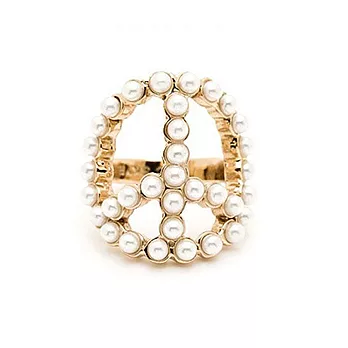 CC SKYE Pearl Peace Ring 和平造型 白珍珠金色戒指 附原廠禮物盒