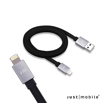 Just Mobile-AluCable Flat 鋁質接頭 1.2米傳輸扁線灰頭黑線