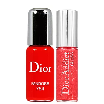 Dior 迪奧 指甲油#754(3ml)+癮誘魔力鏡光唇彩精巧版#643(1ml)