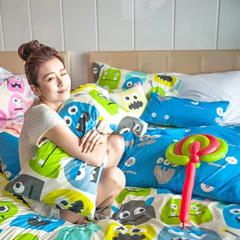 cheri【怪獸寶貝】單人三件組薄被套/床包/枕套-藍