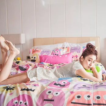 cheri【怪獸寶貝】單人三件組薄被套/床包/枕套-粉