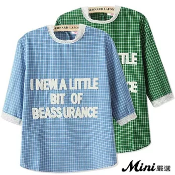 上衣 字母貼布拼接蕾絲格紋上衣 二色-Mini嚴選-M(綠色)