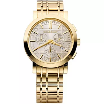 【BURBERRY】英國倫敦精品 -時尚多功能金色圓形手錶 男士手錶 BU1757