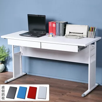 《Homelike》巧思辦公桌 亮白系列-白色加厚桌面140cm(附二抽屜) (四色可選)-純白色