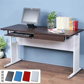 《Homelike》巧思辦公桌 亮白系列-胡桃加厚桌面140cm(附抽屜+鍵盤架) (四色可選)-純白色