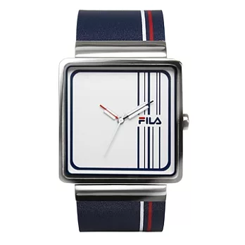 【FILA】簡約運動風方型錶款 (白/藍 FL38020102)