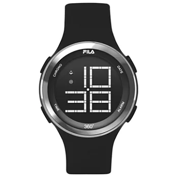 【FILA】多功能運動電子液晶顯示手錶 (黑 FL38038001)