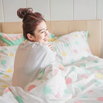 cheri【棉花糖色】加大四件組薄被套/床包/枕套-綠