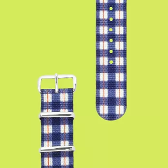 HYPERGRAND - TARTAN NATO STRAP經典藍白格紋軍用錶帶 (銀)