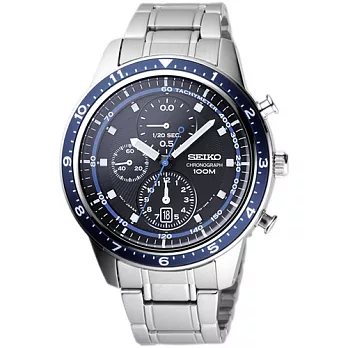 SEIKO 平靜力量三眼計時腕錶-藍x銀