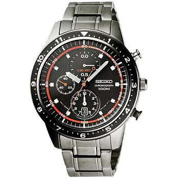SEIKO 平靜力量三眼計時腕錶-橘針x鐵灰