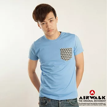 【美國 AIRWALK】幾何遊戲圓領上衣-男M天空藍