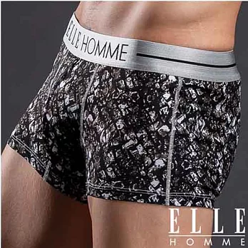 ELLE HOMME 印花狂潮冰晶水珠四角褲/男內褲-黑M冰晶水珠黑