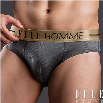ELLE HOMME 印花狂潮水波壓紋三角褲/男內褲-鐵灰XL水波壓紋鐵灰色