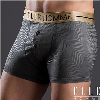 ELLE HOMME 印花狂潮水波壓紋四角褲/男內褲-鐵灰M水波壓紋鐵灰色