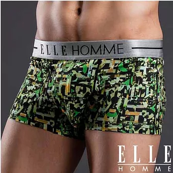 ELLE HOMME 印花狂潮迷彩LOGO四角褲/男內褲-綠M迷彩綠