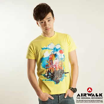 【美國 AIRWALK】人像藝術塗鴉圓領上衣-男M潮流黃