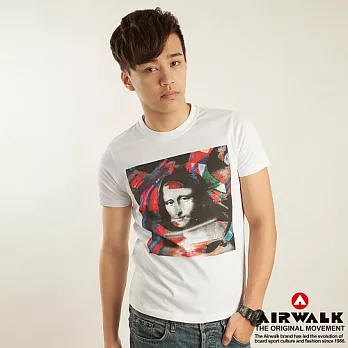 【美國 AIRWALK】蒙娜麗莎塗鴉圓領上衣-男M個性白