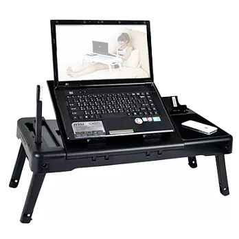 【LIFECODE】大尺寸筆電專用-筆記型電腦桌/床上桌-附USB風扇 (黑色)