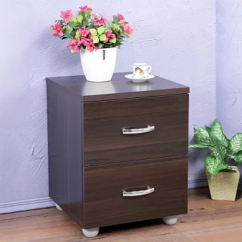 《Homelike》樂樂二抽櫃-胡桃色-固定腳墊