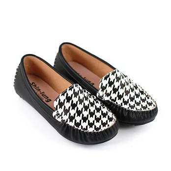 ◤Green Phoenix◥千鳥格休閒樂福鞋36黑色