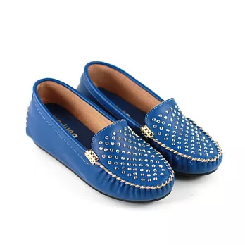 ◤Green Phoenix◥心機內增高鉚釘休閒樂福鞋23.5藍色