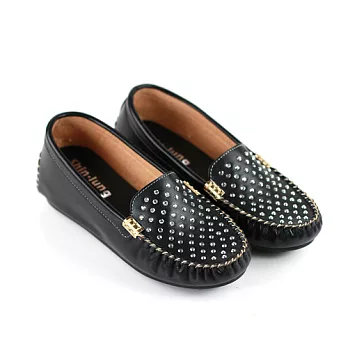 ◤Green Phoenix◥心機內增高鉚釘休閒樂福鞋22.5黑色