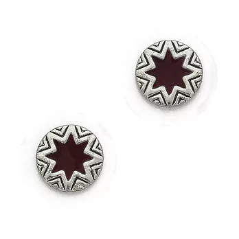 House of Harlow 1960 迷你太陽神銀色耳環 咖啡色琺瑯 Mini Sunburst Earrings