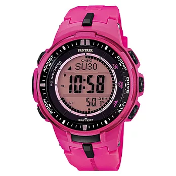 CASIO PRO TREK系列 蜿蜒跳躍太陽王登山錶(膠帶-桃)