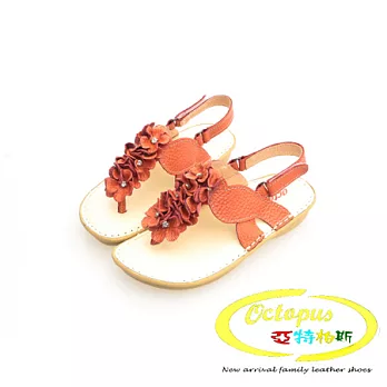 Octapus花之舞牛皮輕量氣墊鞋-優雅橘18優雅橘