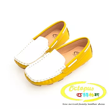 Octapus杜拜之旅牛皮帆船鞋-明亮黃中童款29明亮黃