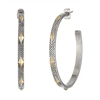 House of Harlow 1960 金色鉚釘古董銀色圓形耳環 Marquis Stud Hoops