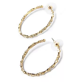 House of Harlow 1960 灰水晶金色骨頭造型圓耳環 Bone Hoop Earrings