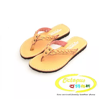 Octapus希臘夢之旅牛皮編織涼鞋-淡雅橘兒童款16淡雅橘