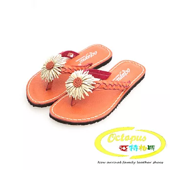 Octapus甜蜜花之戀牛皮編織涼鞋-正甜橘大人款22.5正甜橘
