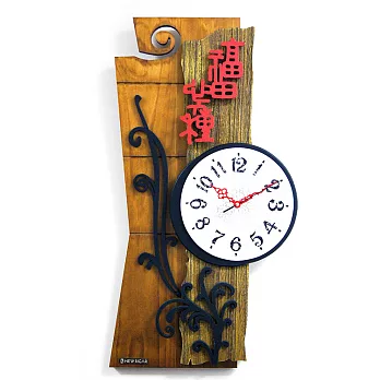 福田心種 禪意 木質藝術掛鐘彩色