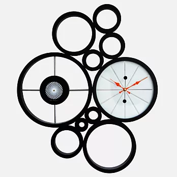 普普藝術 T061 圓+圈 木質靜音藝術掛鐘彩色