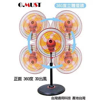 台灣通用G.MUST 14吋新型360度立體擺頭電扇GM-1436