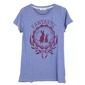 【UH】ShelterQ - 兔子圖騰印花TshirtFREE - 紫色