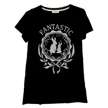 【UH】ShelterQ - 兔子圖騰印花TshirtFREE - 黑色