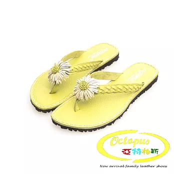 Octapus甜蜜花之戀牛皮編織涼鞋-繽紛綠兒童款16繽紛綠